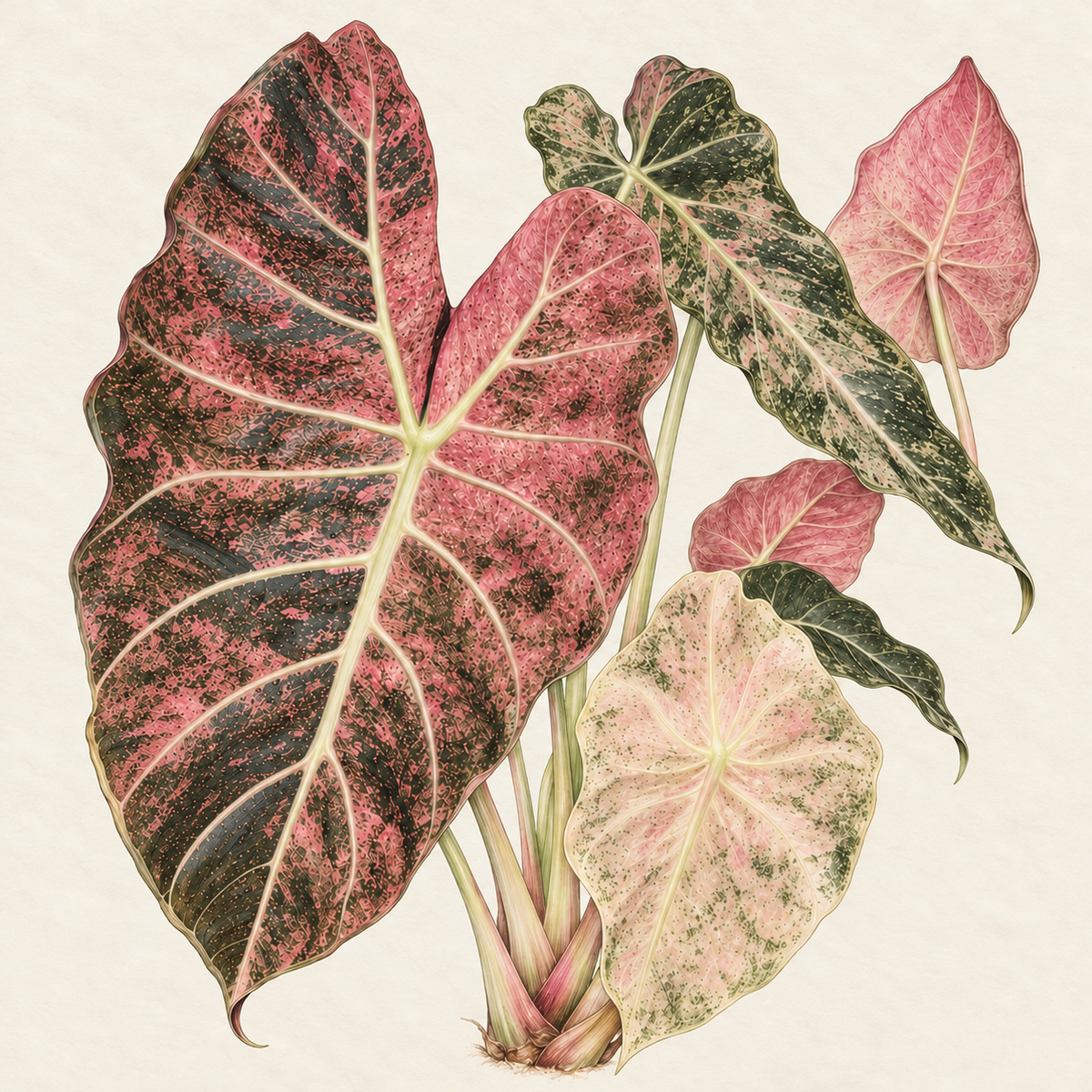 Alocasia Black Satun Stardust Variegated